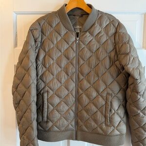 L.L. Bean Quilted Bomber Jacket in Khaki